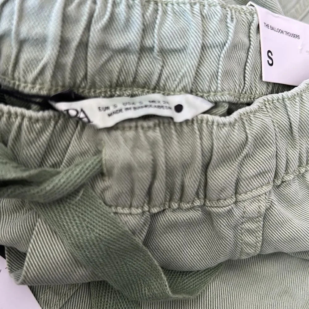 ZARA Light Green Balloon Pants NWT Size XXL - Picture 9 of 10